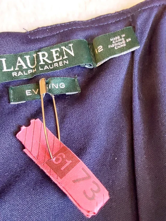 🌺 Like New Ralph Lauren Navy Stretch Lace Maxi Gown/Dress - Picture 11 of 11